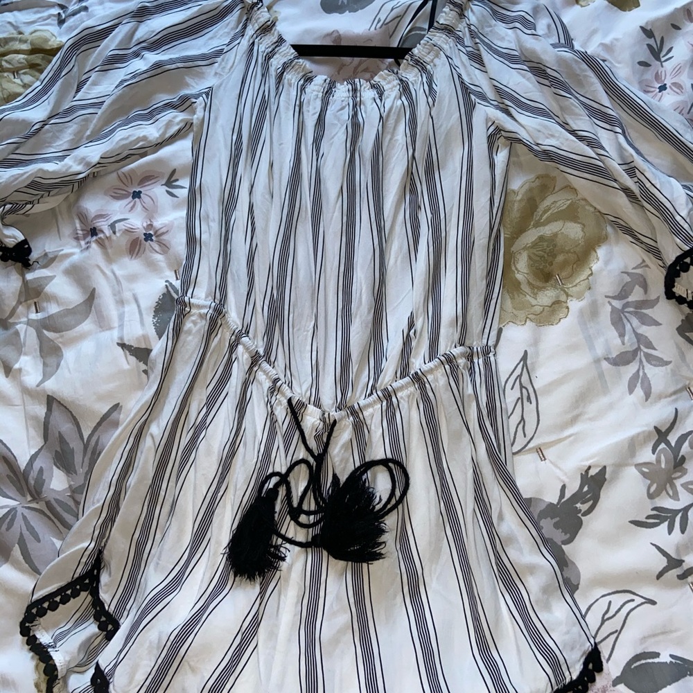 Forever 21 striped off the shoulder romper
